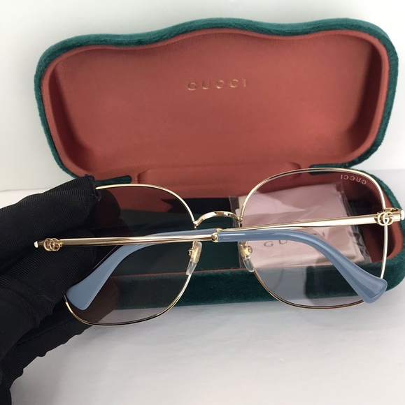 💯 Original GUCCI GG1143S 003This square Gucci sunglass comes in a gold frame - Picture 6 of 11